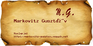Markovitz Gusztáv névjegykártya